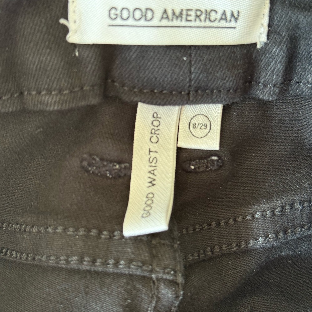 Good American Denim Fitted Skinny Black Crop Ankle Jeans - Picture 4 of 5